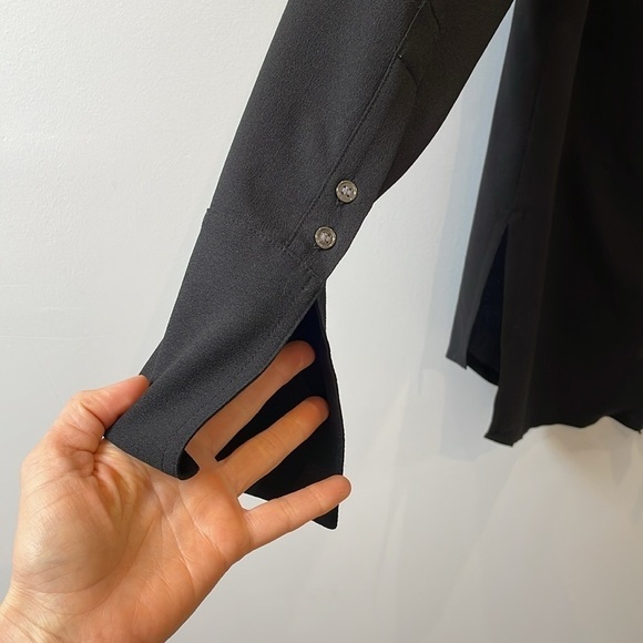 Periphery BLACK zip back blouse Tuxedo Collar Zipper at the back longsleeve Sz 4 - Picture 4 of 10